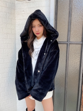 「ANDGEEBEE（アンジービー）のアイテム（その他アウター）」を使った、村瀬紗英さん（レディース・159cm）の冬コーディネート