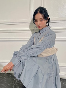 「ANDGEEBEE（アンジービー）のアイテム（シャツワンピース）」を使った、村瀬紗英さん（レディース・159cm）の春コーディネート