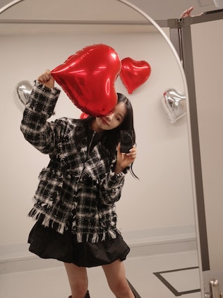 「ANDGEEBEE（アンジービー）のフリンジチェックジャケット（セットアップ）」を使った、村瀬紗英さん（レディース・159cm）の夏コーディネート