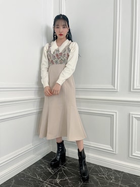 「ANDGEEBEE（アンジービー）のアイテム（シューズ）」を使った、村瀬紗英さん（レディース・159cm）の冬コーディネート