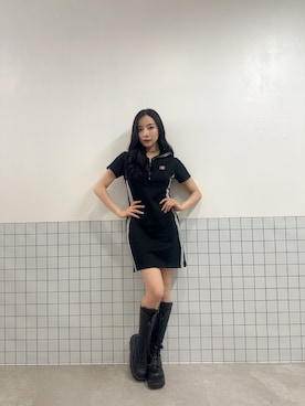 「スウェットワンピース」｜村瀬紗英さん（レディース・159cm）の夏コーディネート