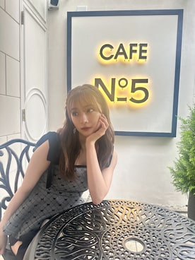 「ANDGEEBEE（アンジービー）のアイテム（その他トップス）」を使った、村瀬紗英さん（レディース・159cm）の夏コーディネート