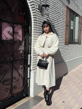 「ANDGEEBEE（アンジービー）のアイテム（その他アウター）」を使った、村瀬紗英さん（レディース・159cm）の春コーディネート