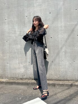 「ANDGEEBEE（アンジービー）のアイテム（シャツ/ブラウス）」を使った、村瀬紗英さん（レディース・159cm）の秋コーディネート