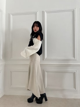 「ANDGEEBEE（アンジービー）のアイテム（シューズ）」を使った、村瀬紗英さん（レディース・159cm）の冬コーディネート