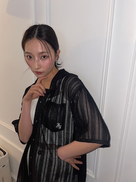 「ANDGEEBEE（アンジービー）のアイテム（シャツ/ブラウス）」を使った、村瀬紗英さん（レディース・159cm）の夏コーディネート