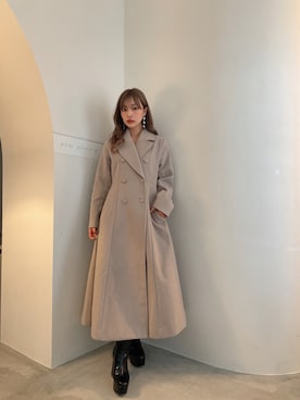 「ANDGEEBEE（アンジービー）のアイテム（チェスターコート）」を使った、村瀬紗英さん（レディース・159cm）の冬コーディネート
