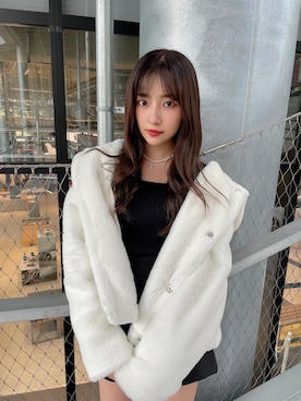 「ANDGEEBEE（アンジービー）のアイテム（その他アウター）」を使った、村瀬紗英さん（レディース・159cm）の冬コーディネート