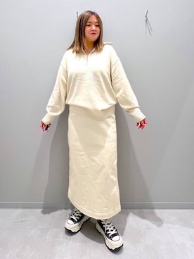 「家族旅行」｜「アイテム（スカート）」を使った、rumi.さん（レディース・160cm）の秋コーディネート