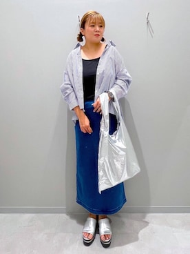 「家族旅行」｜「アイテム（トートバッグ）」を使った、rumi.さん（レディース・160cm）の夏コーディネート