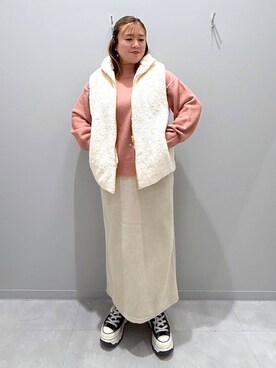 「家族旅行」｜「アイテム（スカート）」を使った、rumi.さん（レディース・160cm）の冬コーディネート