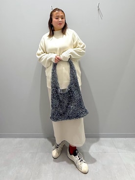 「家族旅行」｜「アイテム（トートバッグ）」を使った、rumi.さん（レディース・160cm）の冬コーディネート