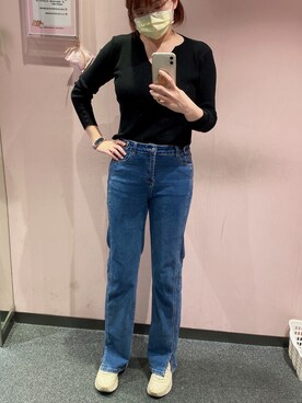 「無（ム）のアイテム（カーディガン/ボレロ、ブラック系）」を使った、완의정さん（レディース・165cm）の春コーディネート