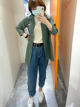 「OB Designのアイテム（シャツ/ブラウス、グリーン系）」を使った、완의정さん（レディース・165cm）の春コーディネート
