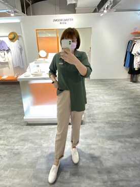 「OB Designのアイテム（シャツ/ブラウス、グリーン系）」を使った、완의정さん（レディース・165cm）の春コーディネート