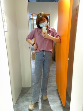 「OB Designのアイテム（シャツ/ブラウス、ピンク系）」を使った、완의정さん（レディース・165cm）の春コーディネート