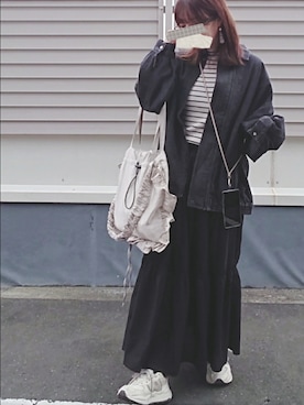 「DISCOAT（ディスコート）のアイテム（デニムジャケット）」を使った、y + aさん（レディース・160cm）の春コーディネート