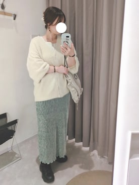 「DISCOAT（ディスコート）のアイテム（カーディガン/ボレロ）」を使った、y + aさん（レディース・160cm）の秋コーディネート