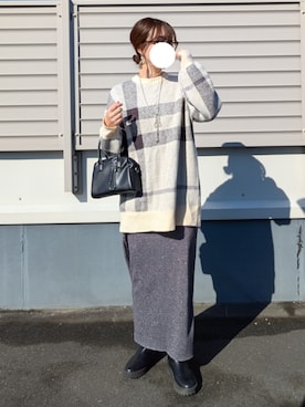 「アイテム（ボストンバッグ）」を使った、y + aさん（レディース・160cm）の冬コーディネート