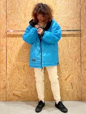 「アイテム（ダウンジャケット/コート）」を使った、さゆるゆるさん（レディース・155cm）の秋コーディネート