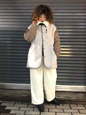 「MANASTASH（マナスタッシュ）のアイテム（ブルゾン）」を使った、さゆるゆるさん（レディース・155cm）の秋コーディネート