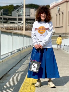 「and wander（アンドワンダー）のアイテム」を使った、さゆるゆるさん（レディース・155cm）の春コーディネート