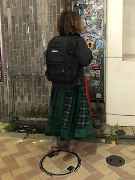 「MANASTASH（マナスタッシュ）のアイテム（ブルゾン）」を使った、さゆるゆるさん（レディース・155cm）の秋コーディネート