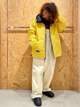 「MANASTASH（マナスタッシュ）のアイテム（オールインワン・サロペット）」を使った、さゆるゆるさん（レディース・155cm）の秋コーディネート