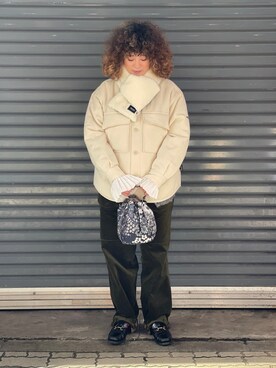 「MANASTASH（マナスタッシュ）のアイテム（ブルゾン）」を使った、さゆるゆるさん（レディース・155cm）の冬コーディネート