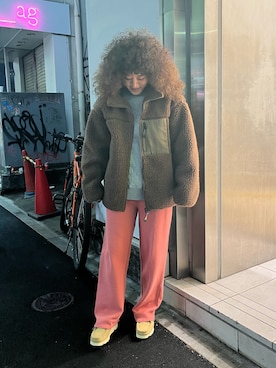 「MANASTASH（マナスタッシュ）のアイテム（スウェット）」を使った、さゆるゆるさん（レディース・155cm）の冬コーディネート