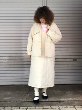 「MANASTASH（マナスタッシュ）のアイテム（ワンピース/ドレス）」を使った、さゆるゆるさん（レディース・155cm）の冬コーディネート