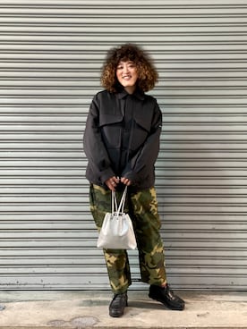「MANASTASH（マナスタッシュ）のアイテム（ジャケット/アウター）」を使った、さゆるゆるさん（レディース・155cm）の冬コーディネート