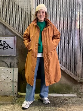 「MANASTASH（マナスタッシュ）のアイテム（モッズコート）」を使った、さゆるゆるさん（レディース・155cm）の冬コーディネート