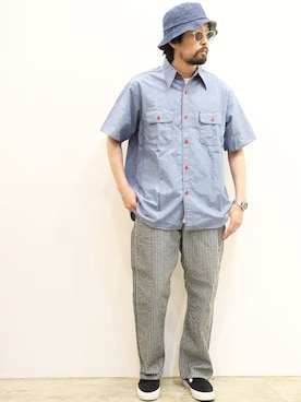 「NECESSARY or UNNECESSARY（ネセサリーオアアンネセサリー）のアイテム（トップス）」を使った、nakajiさん（メンズ・168cm）の夏コーディネート
