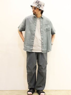 「NECESSARY or UNNECESSARY（ネセサリーオアアンネセサリー）のアイテム（トップス）」を使った、nakajiさん（メンズ・168cm）の夏コーディネート