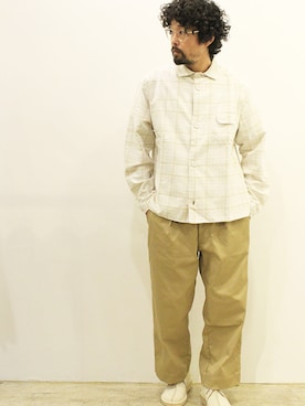 「アイテム（モカシン/デッキシューズ、ホワイト系）」を使った、nakajiさん（メンズ・168cm）の秋コーディネート