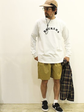 「NECESSARY or UNNECESSARY（ネセサリーオアアンネセサリー）のアイテム（ジャケット/アウター）」を使った、nakajiさん（メンズ・168cm）の夏コーディネート