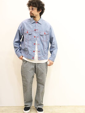 「NECESSARY or UNNECESSARY（ネセサリーオアアンネセサリー）のアイテム（ジャケット/アウター）」を使った、nakajiさん（メンズ・168cm）の春コーディネート