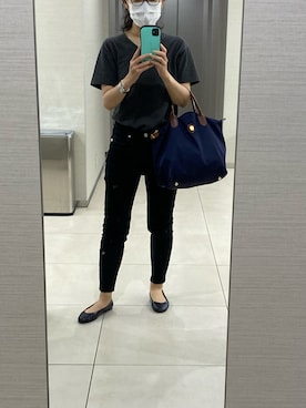 「アイテム（トートバッグ、ブルー系）」を使った、mimiさん（レディース・154cm）の夏コーディネート
