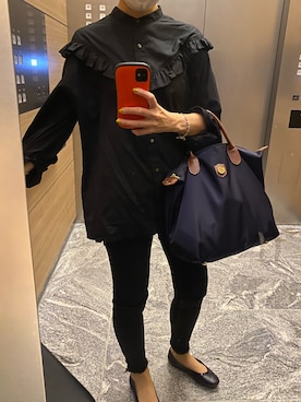 「アイテム（レインシューズ、パープル系）」を使った、mimiさん（レディース・154cm）の秋コーディネート