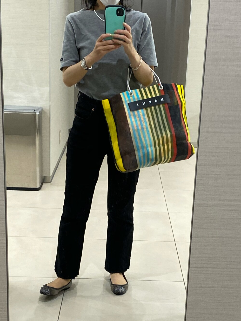 「夏セールで買いました、夏コーデ、MARNI、カジュアルコーデ」｜「ZARAのアイテム（パンツ、ブラック系）」を使った、mimiさん（レディース・154cm）の夏コーディネートの1枚目の写真