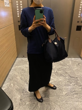 「アイテム（トートバッグ、ブルー系）」を使った、mimiさん（レディース・154cm）の夏コーディネート