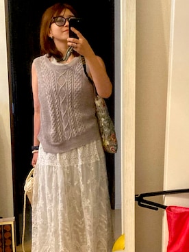 「アイテム（ニット/セーター、シルバー系）」を使った、AYA★さん（レディース・157cm）の夏コーディネート