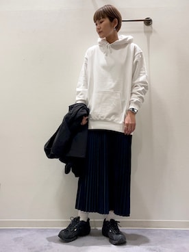 「Bou Jeloud（ブージュルード）のアイテム（ジャケット/アウター）」を使った、ウエダマナミさん（レディース・167cm）の冬コーディネート