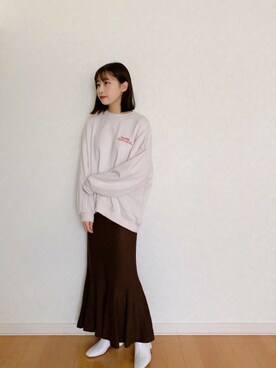 「GRL（グレイル）のニットマーメイドスカート（スカート）」を使った、𝘮𝘢𝘴𝘩𝘶さん（レディース・160cm）の冬コーディネート