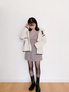 「MERLOT（メルロー）のアイテム（ブルゾン）」を使った、𝘮𝘢𝘴𝘩𝘶さん（レディース・160cm）の冬コーディネート