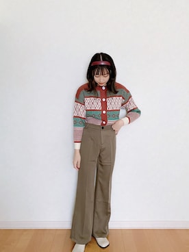 「CLEA（クレア）のアイテム（スラックス）」を使った、𝘮𝘢𝘴𝘩𝘶さん（レディース・160cm）の秋コーディネート