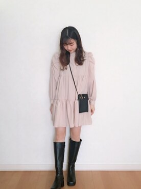 「ミニワンピ」｜𝘮𝘢𝘴𝘩𝘶さん（レディース・160cm）の冬コーディネート