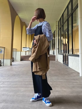 「キャミワンピ」｜「アイテム（トレンチコート）」を使った、mo_moさん（レディース・158cm）の夏コーディネート