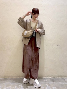 「niko and...（ニコアンド）のアイテム（その他アウター）」を使った、みきてぃ24さん（骨格ウェーブ・レディース・158cm）の秋コーディネート